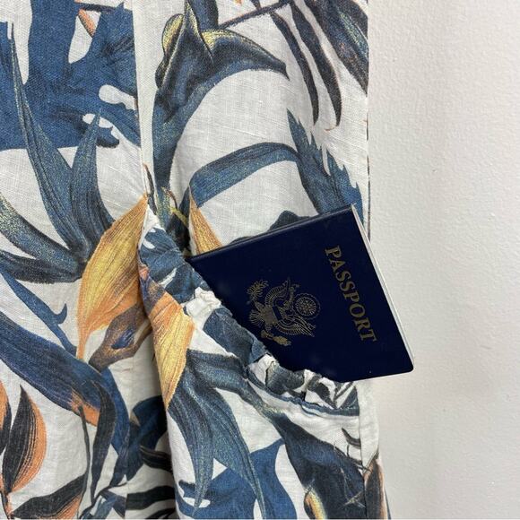 WoolOvers pocket pinafore Tropical Leaves Print Relaxed Long Linen Dress 14 new - Picture 6 of 15